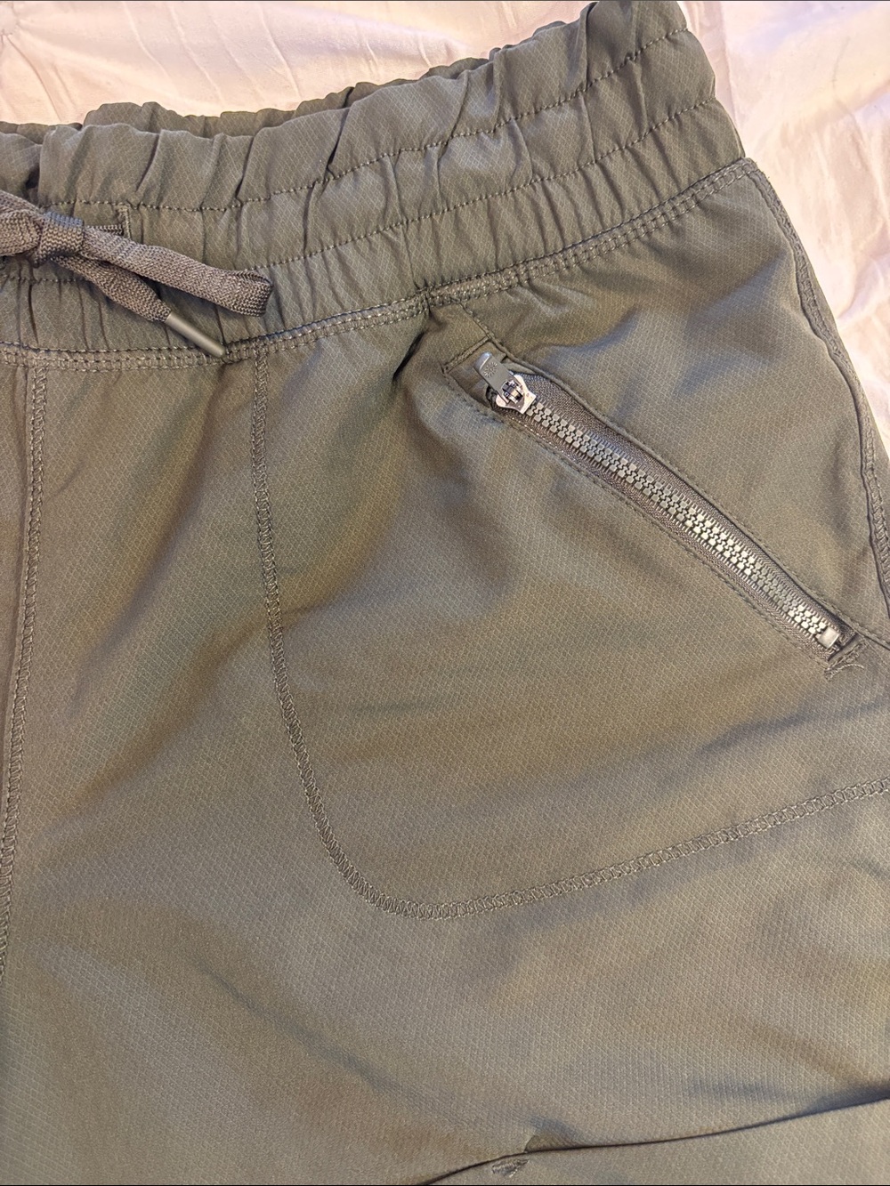 Tangerine Olive Drawstring Athletic Shorts - Picture 3 of 8